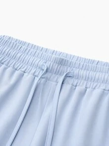 TaskEZ Light Blue Short Sleeve Top With Multiple Pockets And Cuffed Long Pants With Side Pockets, Comfortable And Convenient Minimalist Scrub Uniform 2 Pieces Set - Blue - View 5