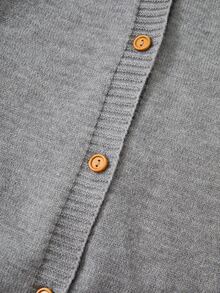 Rusticease Plus Size Women Solid Color Casual Daily Cardigan - Grey - View 6