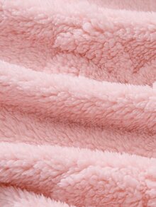 SHEIN Playful Pals 女童可愛加厚抓絨連帽外套 1件裝，粉色蝴蝶結雙面抓絨布料搭配熊耳裝飾，長袖拉鍊夾克，柔軟舒適，甜美可愛，適合女童日常上學、外出、度假、派對，秋冬返校穿著 - 粉色 - 查看 7