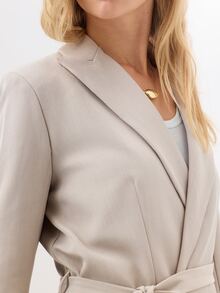 KÆRIA Hus Relaxed Fit Belted Blazer - Textured Compact Tailoring - Stone - Power Suiting, Tailored - Grey - View 7