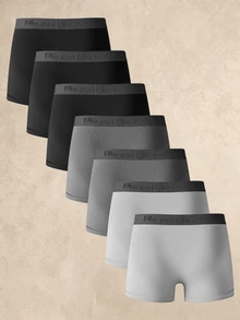 EverLounge 7pcs Men's Letter Print Colorblock Casual Daily Boxer Briefs - Multicolor - View 2