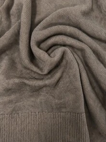 SHEIN 女款純色圓領落肩長袖休閒針織衫 - 摩卡棕 - 查看 3