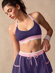 VARSIVA Women's Colorblock Drawstring Waist Loose Fit Athletic Shorts - Purple - View 8