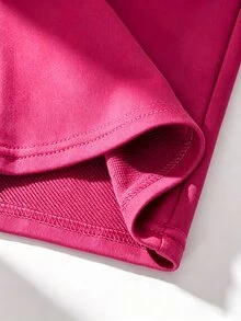 SHEIN 青少年女孩秋季套裝 2件組 連帽拉鍊夾克短版上衣與寬鬆鬆緊腰寬腿休閒長褲套裝，秋季 - 玫紅色 - 查看 6