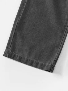 SHEIN Explorewe 女童牛仔褲，秋季新品，黑色，彈性腰帶抽繩設計，寬鬆版型，輕量柔軟牛仔布料製成，舒適親膚，適合四季穿著，日常穿搭、拍照、購物、外出、度假等多用途，2026新款女童牛仔褲 - 黑色 - 查看 6