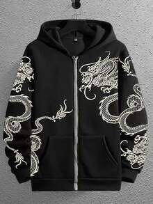 SHEIN Teen Boys Casual Comfortable Versatile Dragon Print Sweatshirt - Multicolor - View 7