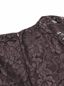 Modelyn Autumn/Winter Lace Waist-Cinching Slimming Elegant Fashionable Long Dress - Coffee - View 11
