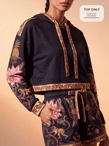 CAJUNI Tropical Vacation Black Floral Boho Streetwear Sweatshirt Sweatshirt Travel Fall - Multicolor - View 7