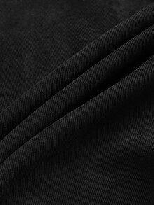 PAVTROS Men's Letter Print Zip-Up Half-Placket Casual Corduroy Jacket - Black - View 6