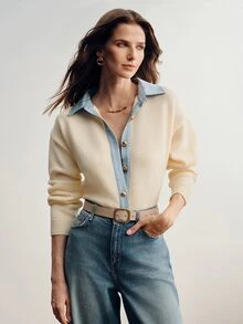 Briarwyn Women's Colorblock Casual Versatile Daily Wear Cardigan - White - View 6