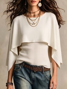 SHEIN 女款多功能 2 合 1 針織毛衣 - 米色 - 查看 1