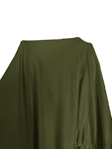 Aloruh Damen Herbst Neu Aprikose Elegant Sexy Süß Mode Lässig Täglich Pendeln Date Abendessen Fledermausärmel Tailliert Slim Fit Bodysuit - Armeegrün - Übersicht 8