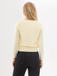 KÆRIA Hus Scoop Neck Sleeveless Knit Top & Cardigan Set - Linen Blend Knit - Butter Yellow - Minimalist, Layering, Preppy - Apricot - View 2
