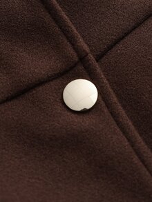 Yalmera Women's Autumn/Winter Patchwork Fur Cuff Stand Collar Elegant Overcoat - Brown - View 8