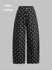 SHEIN MOD 大尺碼女款波點休閒日常牛仔褲 - 彩色 - 查看 1