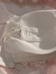 Crystal Vow Lace Eyelash Cross Back Bandeau Bra - White - View 6