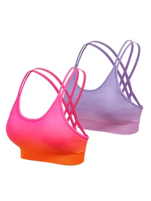 Activina Women's Gradient Color Criss-Cross Back Daily Fitness Sports Bra - Multicolor - View 5