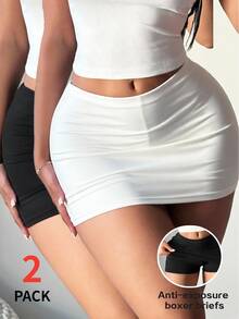 SHEIN SXY 2件組女款簡約純色緊身裙 - 彩色 - 查看 6
