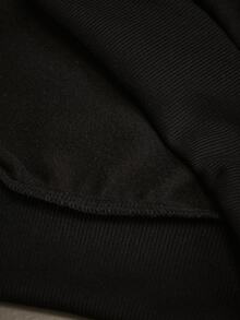 TOKVUE Men's Black Zip-Up Hoodie, Bold White Chunky Zipper Contrast Design For High Visibility, Loose Drop Shoulder Cut With Classic Kangaroo Pocket, Relaxed Fit For All Body Types, Minimalist Solid Base With Creative Zipper Detail, Street Style Versatile And Timeless, Suitable For Daily Commute, Casual Wear, Spring/Autumn Outerwear, And Winter Layering - Black - View 5