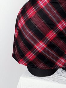 SHEIN ICON 大尺碼復古 Y2K 深 V 領花卉短袖收腰 A 字洋裝，開學穿搭、日常穿著、休閒度假夏季洋裝 - 酒紅色 - 查看 10