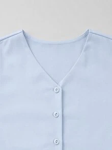 TaskEZ Light Blue Short Sleeve Top With Multiple Pockets And Cuffed Long Pants With Side Pockets, Comfortable And Convenient Minimalist Scrub Uniform 2 Pieces Set - Blue - View 7