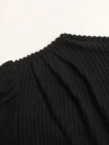 SHEIN 青少年女孩羅紋拼接PU長洋裝，極簡優雅秋冬洋裝 - 彩色 - 查看 5