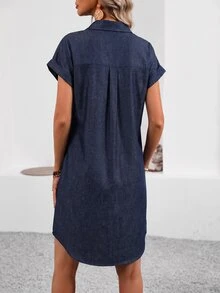 Breezaya Women's Urban Pocket Button Denim Dress - Blue - View 3