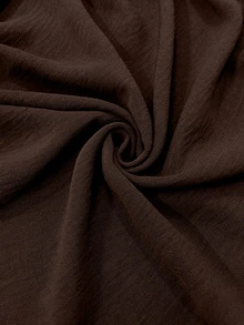 EMERY ROSE Plus Size Women's Autumn Fashion Casual Loose Everyday All-Match Versatile Small V-Neck Brown Batwing Sleeve Dress - Brown - View 8
