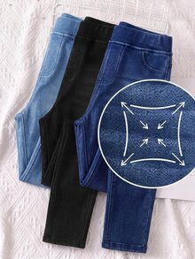 SHEIN Girlism 3件組 青少年女孩牛仔褲 2026秋冬款 可愛Y2K百搭款 萬聖節新年適用 - 彩色 - 查看 3