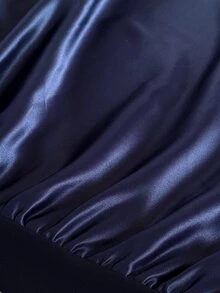 Viva Relle Plus-Size Sexy Asymmetrical Shoulder Pearl And Diamond Dress Fall - Navy Blue - View 8