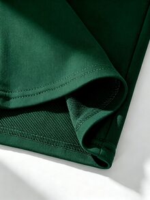 SHEIN 青少年女孩秋季套裝 2件/組 連帽拉鍊夾克短版上衣與寬鬆鬆緊腰寬腿休閒長褲套裝，秋季 - 墨綠色 - 查看 5