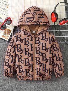SHEIN 兒童 1件 小男孩冬季卡通印花保暖內裡連帽外套背心 度假可愛街頭 Y2K 生日派對返校萬聖節上衣 - 彩色 - 查看 4