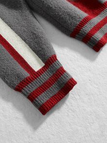 ROMWE MEN Prep Men's Letter & Number Pattern Casual Daily Long Sleeve Sweater - Grey - View 5