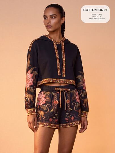 CAJUNI Tropical Vacation Dark Boho Running Shorts