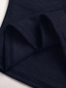 SHEIN 兒童青少年女孩純色百褶不對稱領長袖套頭衛衣 秋季款 萬聖節/聖誕派對穿搭 - 藏蓝色 - 查看 7