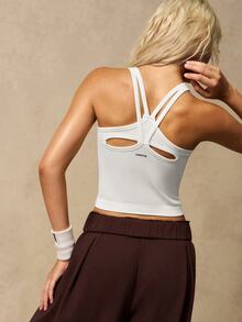 VARSIVA Women's Backless Design Daily Fitness Sports Bra - White - View 6