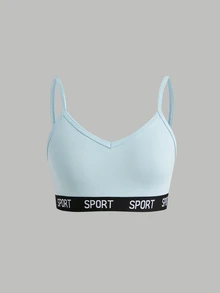 SHEIN Girlism Dozemod 青少年女孩簡約字母彈性肩帶露背內褲 3件組 - 藍色 - 查看 5