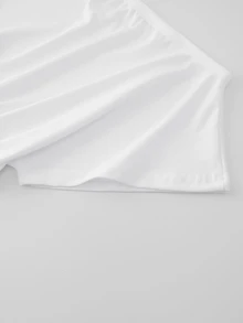 Sweetra 春秋新款女款短袖不對稱肩 T-shirt，收腰修身剪裁，白色與黑色，2件組上衣 - 彩色 - 查看 6