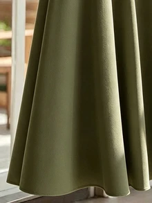 Franclia 新款法式高腰純色修身優雅時尚黃色女款裙 - 軍綠色 - 查看 3