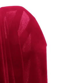 SHEIN 女童秋冬四季款酒紅色天鵝絨3D蝴蝶結裝飾收腰抓褶公主洋裝，適合派對穿著 - 紅色 - 查看 7