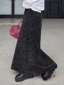 FRIFUL 女款秋季針織裙，適合約會、日常、度假、派對、日常出遊、聚會、戶外，黑色亮片休閒極簡風 - 黑色 - 查看 1