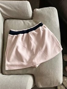 Franclia 女款街頭時尚數位印花抽繩腰裙褲 - 粉色 - 查看 2