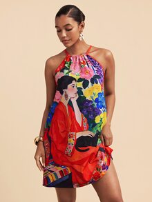 Travachic 女款全印花休閒日常夏季掛脖洋裝 - 彩色 - 查看 5