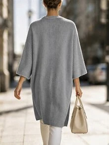 SHEIN 女款素色休閒百搭日常開襟衫 - 淺灰色 - 查看 2