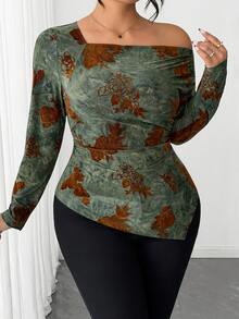 Orbivine 2026 Autumn New Plus Size Women's Knit Casual Pattern T-Shirt Top For Daily Wear And Outings - Multicolor - View 4