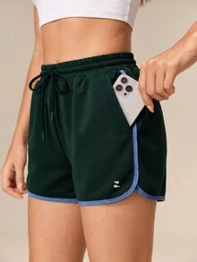 OutZeal Women Sports Shorts Gym Casual Workout Elastic Waist Adjustable Drawstring Short Sweatpants - Mist Green - View 4