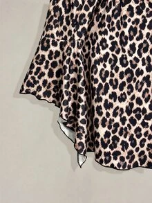 SHEIN ICON Women's Plus Size Lace Patchwork Leopard Print Dress - Khaki - View 6
