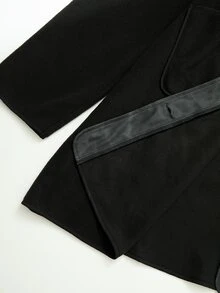 Rusticease Plus Size Fashion Button Pocket Long Sleeve Hooded Jacket Going Out Vacation Black Winter Baggy Smart - Black - View 8