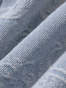 FRIFUL Women's Single-Breasted All-Over Print Casual Daily Denim Top - Blue - View 10