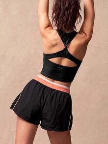 VARSIVA Women's Colorblock Casual Versatile Daily Travel Sports Shorts - Black - View 5